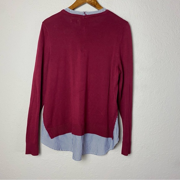 Crown & Ivy Womens Embroidered Mixed Media Sweater Shirt - Picture 6 of 8